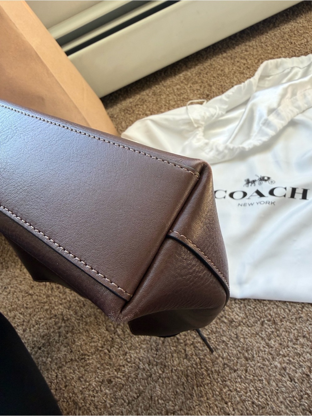 Coach Brooklyn 28 Chocolate Brown Pebbled Leather Shoulder Bag - Picture 7 of 10